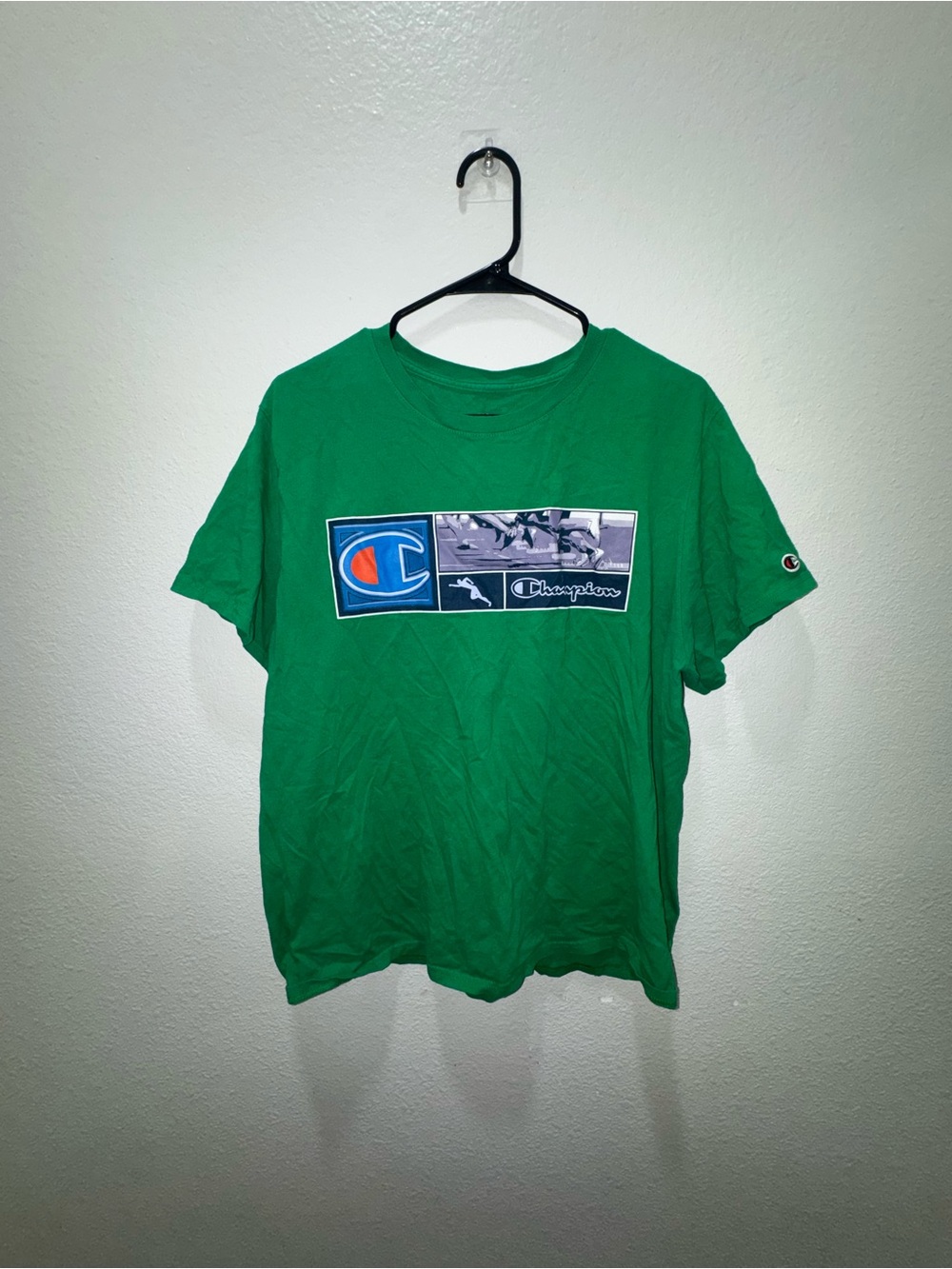 Champion Green Short Sleeve Tee with Front Graphic